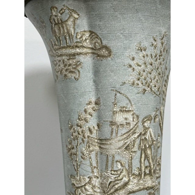 Chinoiserie Late 20th Century Wong Lee Toile Porcelain and Bronze Ormolu Tall Vase For Sale - Image 3 of 12