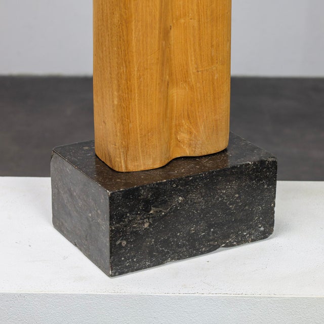 Wood Abstract Biomorphic Sculpture in Carved Wood and Stone, 1970s For Sale - Image 7 of 9