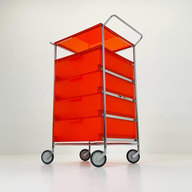 Mobil Storage Unit in Orange PMMA and Chrome by Antonio Citterio for Kartell, Italy, 1990s For Sale - Image 9 of 17