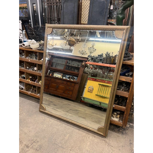 Wood Vintage 1930's Charm Oversized Wall Mirror With Red Accents For Sale - Image 7 of 12