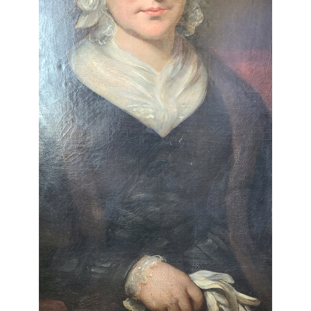 Antique 19th Century Victorian Oil Painting Portrait of a Lady For Sale In Los Angeles - Image 6 of 18