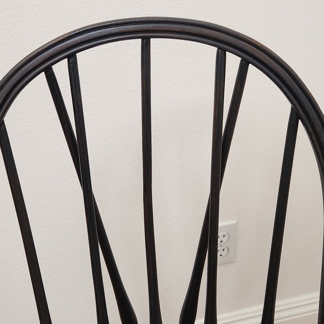Vintage Windsor-Style Brace Back Chair Newly Refinished in Carbon Grey For Sale - Image 4 of 12