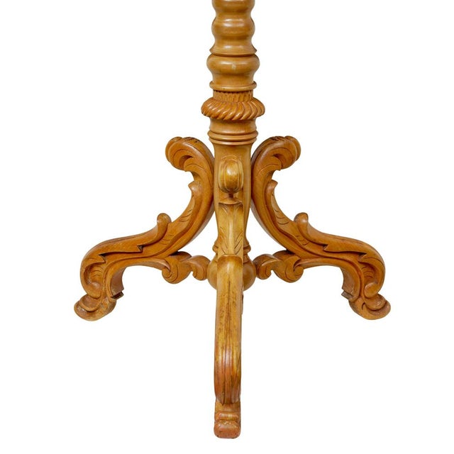Rococo Antique Swedish Carved Birch Occasional Table, 1890 For Sale - Image 3 of 8