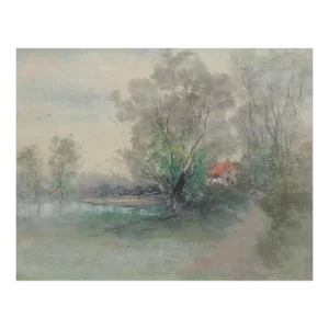 Late 19th Century Impressionist Cottage Landscape Painting