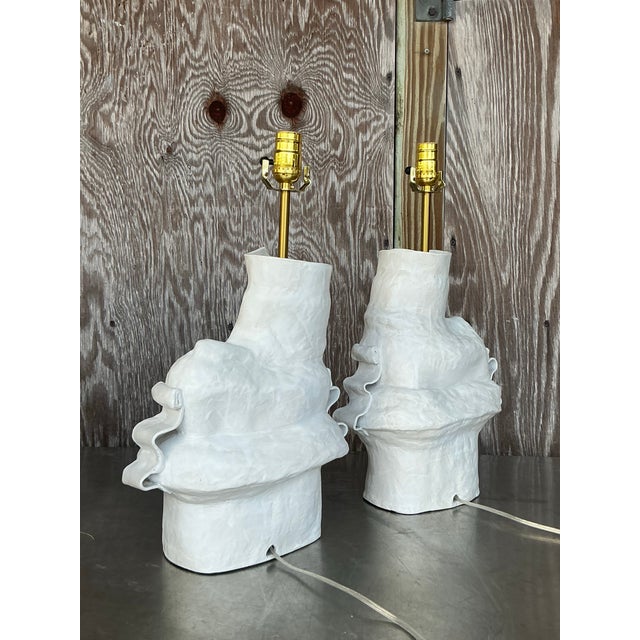 Vintage Boho Original Ursula Schwartz Studio Pottery Lamps - -a Pair For Sale In West Palm - Image 6 of 12