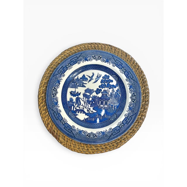 Vintage Boho Rattan Charger Plates - Set of 6 For Sale - Image 9 of 12