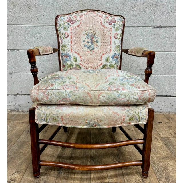 This is an absolutely gorgeously carved vintage, possibly antique, French Provincial Louis XV style arm chair or Bergere...