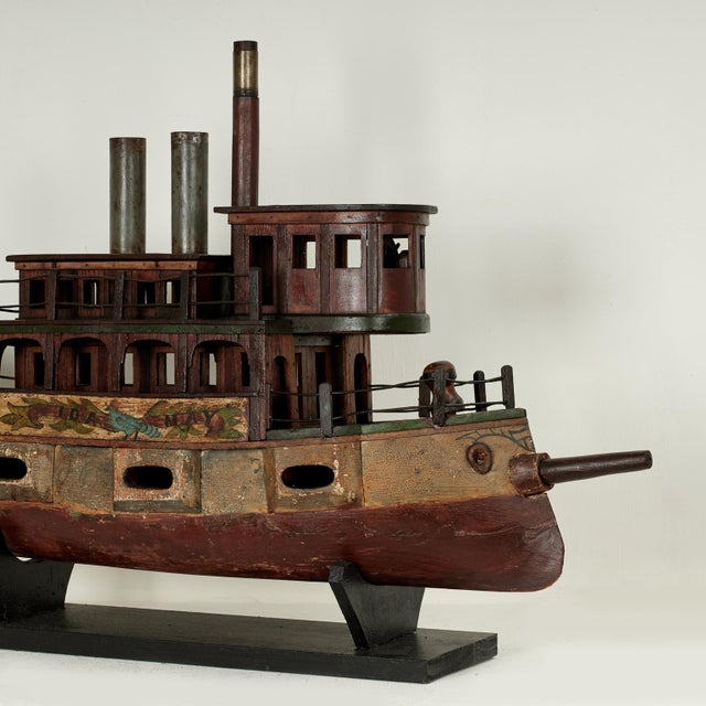 Antique Folk Art Boat Model For Sale - Image 11 of 15
