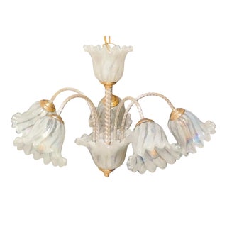 Hollywood Regency Murano Glass Chandelier, 1980s For Sale