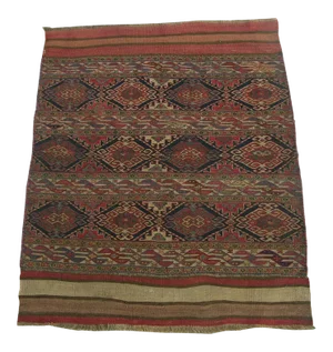 Early 20th Century Antique Shahsavand Fish Design Flat Weave Rug
