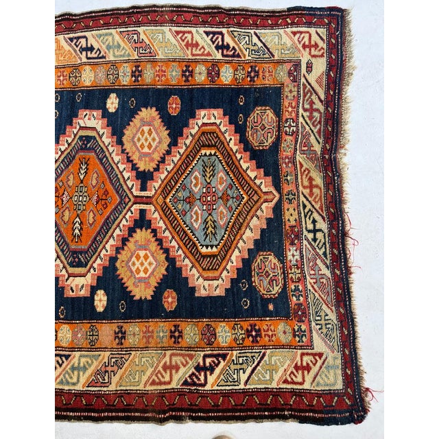 Blue Early 20th Century INDIGO CHILD Collectable Caucasian Rug 3.10 x 4.9 For Sale - Image 8 of 9