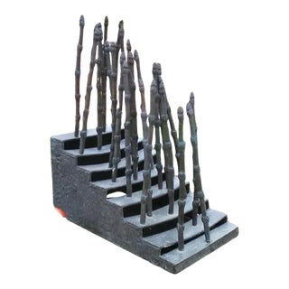 1980s Important Abstract Expressionist Cast Bronze Sculpture by Artist Mary K. Seyfarth, 20” High For Sale