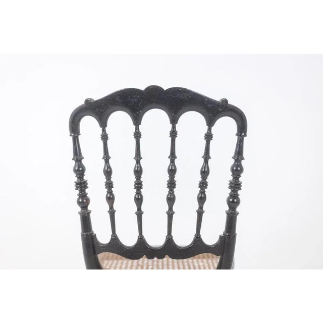 Brown Napoléon III Caned Chair in Turned and Blackened Wood For Sale - Image 8 of 11