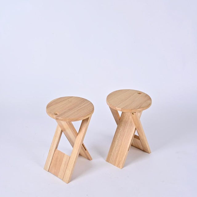 Set of Mid-Century French TS Folding Stools by Roger Tallon for Sentou, 1970s For Sale - Image 3 of 13
