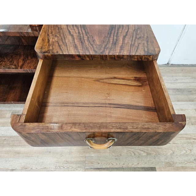 Art Deco Dressing Table in Walnut Burl with Mirror, 1940s For Sale - Image 12 of 18