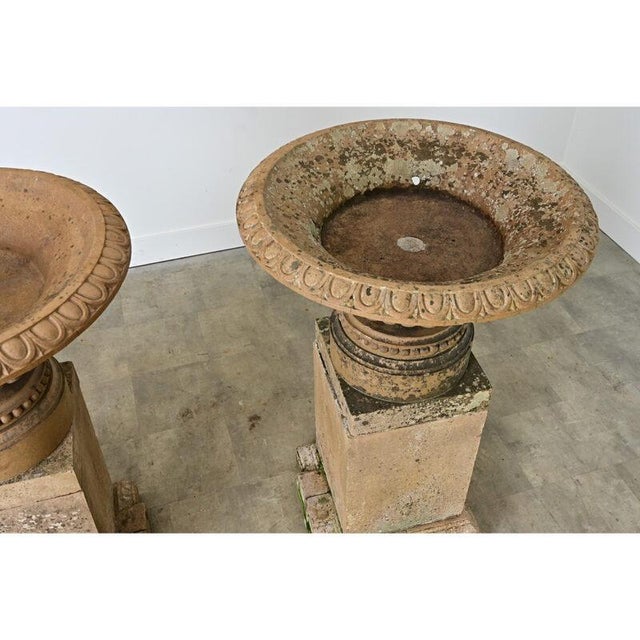 English Pair of 19th Century Cast Stone Garden Urns For Sale - Image 11 of 16