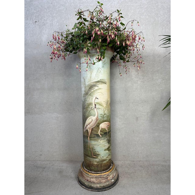 Antique French painted stoneware column with wooden base. Stoneware (also known as grés) is a type of ceramic created when...