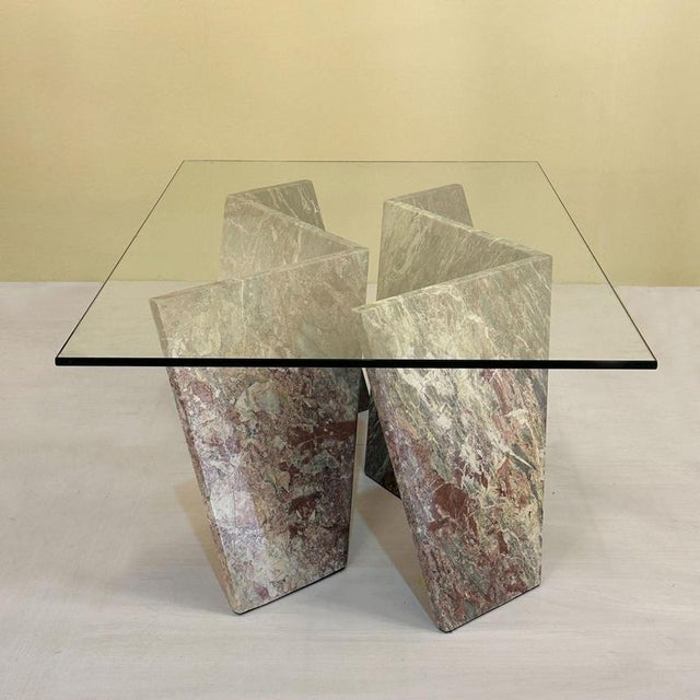 Marble Coffee Table with Rectangular Glass Top, Italy, 1970s For Sale - Image 3 of 16