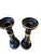 Art Deco A Pair of Art Deco Black Glass Round Candlesticks With Gold Trim For Sale - Image 3 of 4