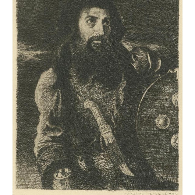 19th Century W. Wise, Bearded Warrior with Shield, 1875, Etching For Sale - Image 5 of 9