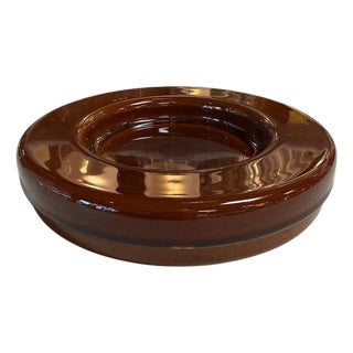 Vintage Amber Metal Lidded Box With Insert For Sale