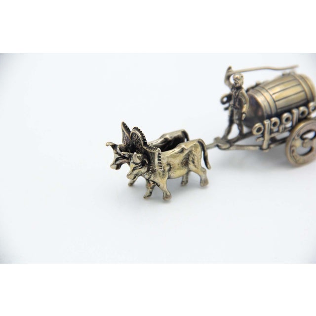 Miniature Silver Wagon Pulled by Oxen For Sale - Image 3 of 3
