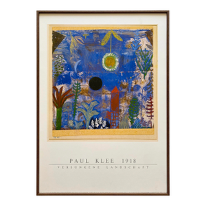 Paul Klee Vintage 1987 Modernist Offset Lithograph Print Framed Poster " Sunken Landscape " 1918
