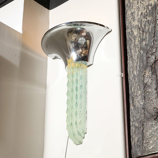 Chrome Mid-Century Modernist Chrome & Lucite Waterfall Sconce by Karl Springer For Sale - Image 8 of 17