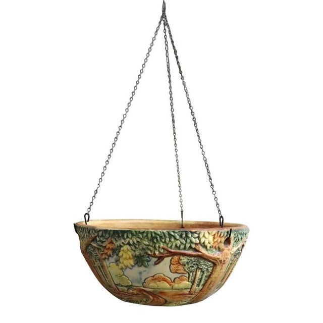 Weller Arts & Crafts Forest Woodcraft Pottery Hanging Planter C1920 For Sale - Image 11 of 11