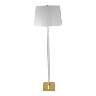 Hansen Glass and Brass Floor Lamp, 1970s For Sale