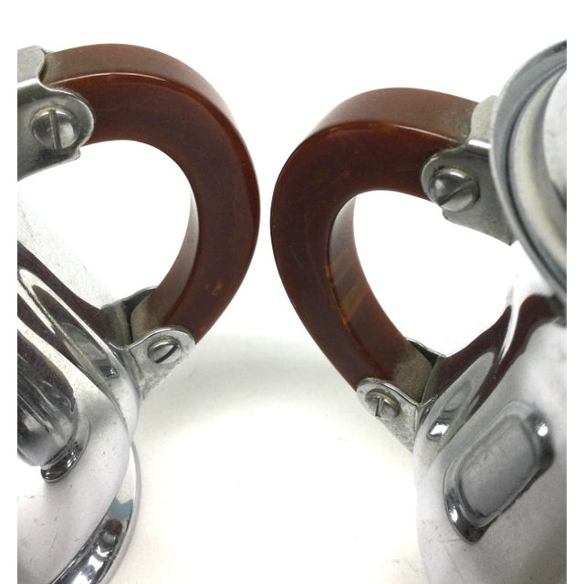 Metal Art Deco Bakelite Farber Bros Krome Kraft Cream and Sugar Stainless For Sale - Image 7 of 11