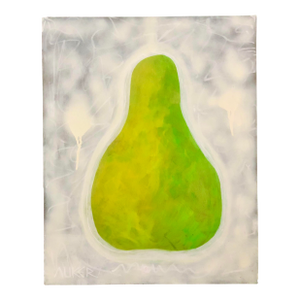 Contemporary Painting on Canvas by CL Auker, Large Green Pear