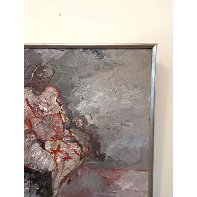 Mid-Century Modern "Enigma" Vintage Oil Painting, Framed For Sale - Image 6 of 12