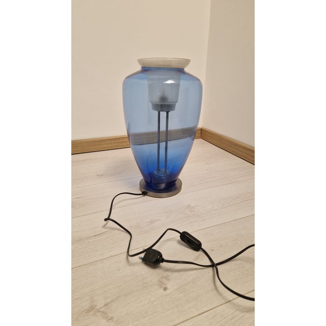 Blue Murano Glass Table Lamp in the style of Umberto Riva Barovier & Toso, 1990s For Sale - Image 6 of 18