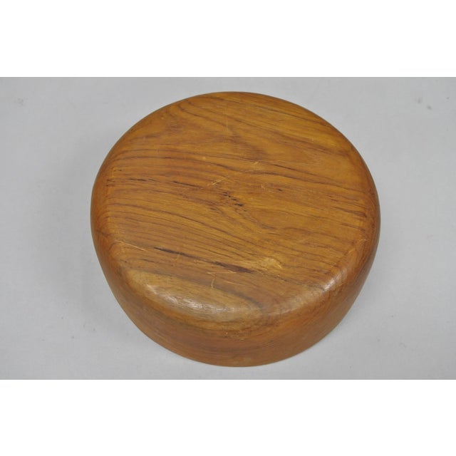 Vintage Mid Century Danish Modern Carved Teak Wood Round Salad Fruit Bowl (B) For Sale - Image 11 of 13