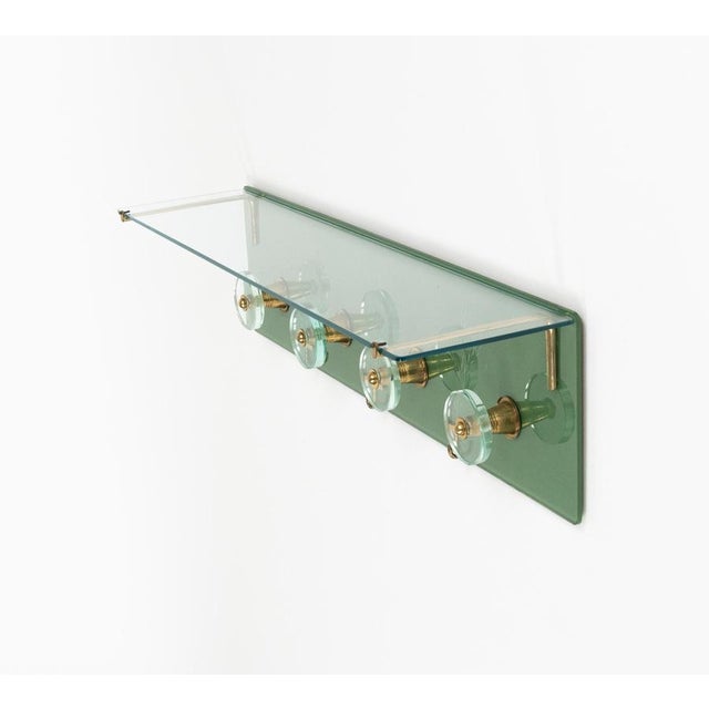 Mid-Century Coat Rack Shelf in Glass and Brass attributed to Cristal Arte, Italy, 1950s For Sale - Image 10 of 17