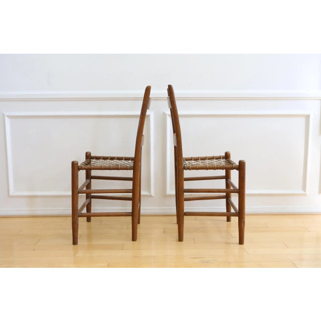19th C Vintage Rustic Primitive Rawhide Woven Chair - A Pair For Sale - Image 4 of 11