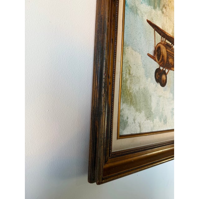 Vintage M. Watson Aircraft Oil on Canvas Painting in Wood Frame For Sale - Image 11 of 12