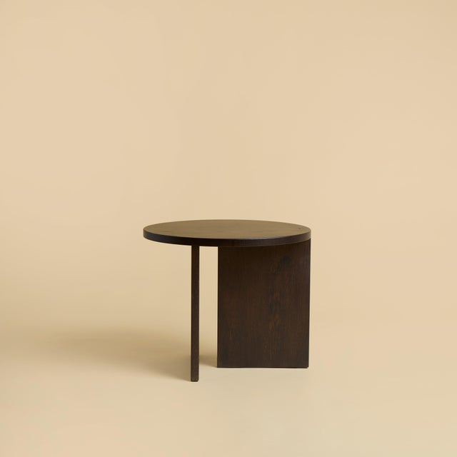 Round Smoked Oak Side Table by Lebanto For Sale - Image 6 of 6