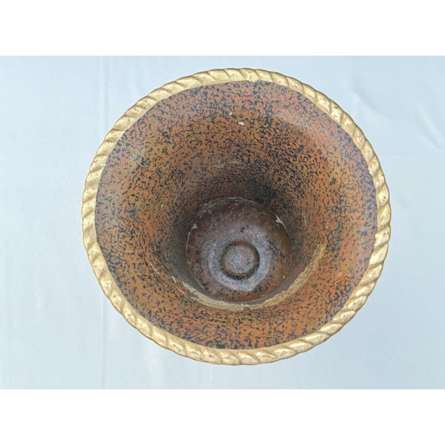 1960s 1960s Italian Hand-Painted Bronze & Gold Tortoise Shell Clay Pottery Urn For Sale - Image 5 of 10