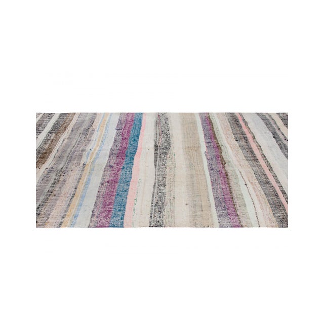 Vintage Turkish Striped Rag Rug - 6`0" X 10`0" For Sale - Image 4 of 6