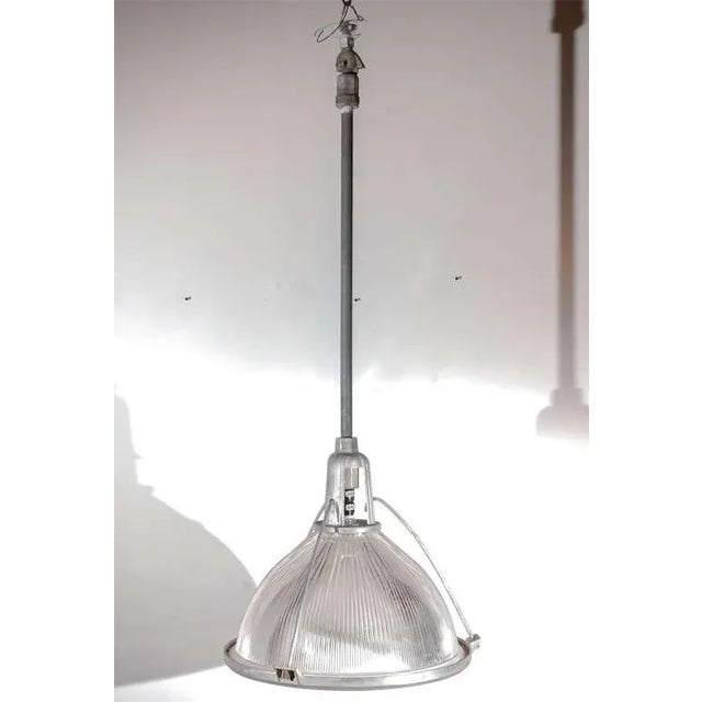 Transparent Industrial Holophane Pendant Light Fixture For Sale - Image 8 of 8