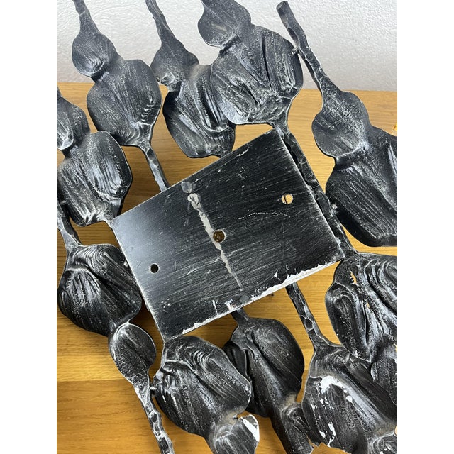 Black Wrought Iron and Glass Wall Lamps, 1960s, Set of 2 For Sale - Image 8 of 9