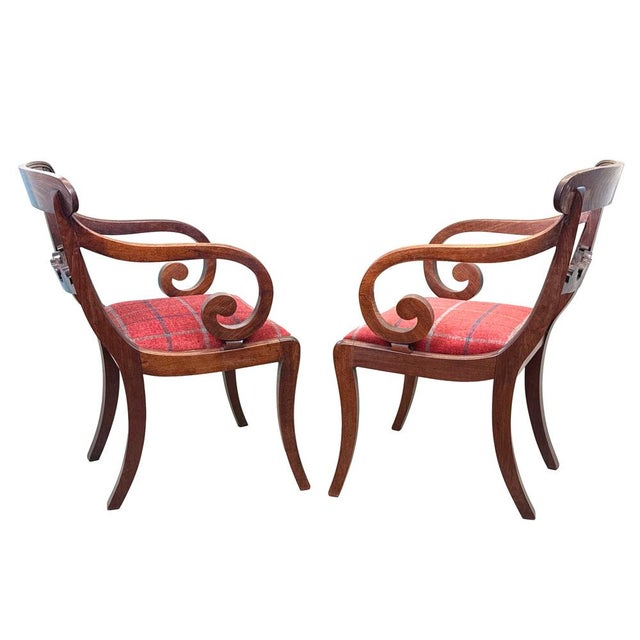 Hollywood Regency Large Regency Mahogany Carver Armchairs, 1820, Set of 2 For Sale - Image 3 of 16