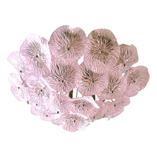 Floreal Pink Murano Glass Flush Mount by Simoeng For Sale