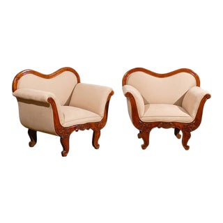 19th Century -Scale Swedish Wooden Club Chairs - a Pair For Sale