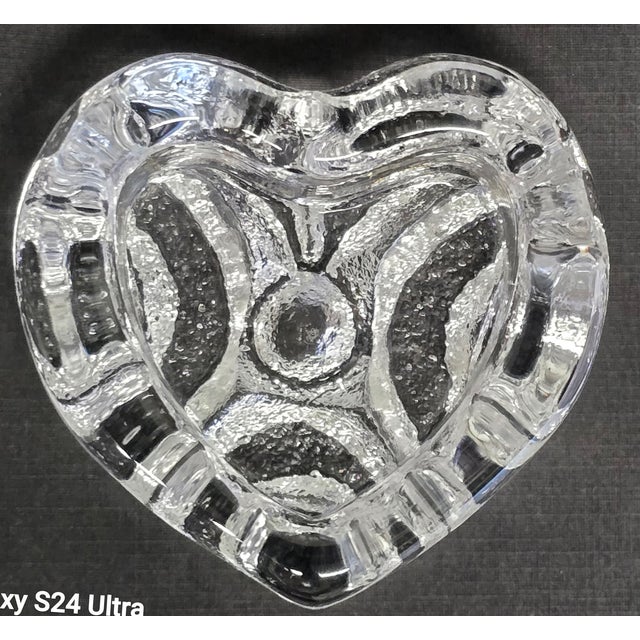 Beautiful Heart Shaped Heavy Molded Fine Crystal Small Dish For Sale In Los Angeles - Image 6 of 12
