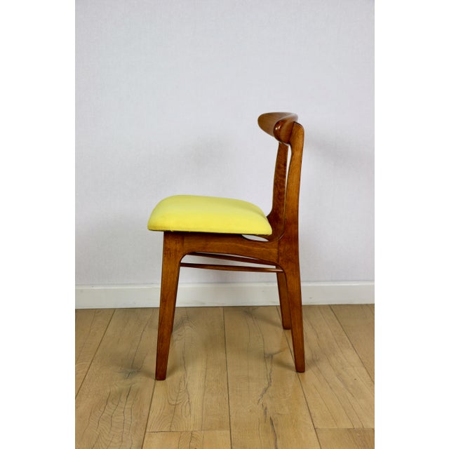 Wood Vintage Yellow Chairs from Hałas, 1970s, Set of 4 For Sale - Image 7 of 12