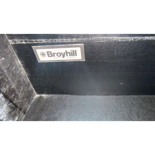 Vintage Broyhill Asian Modern Black Lacquer Armoire With Brass Hardware For Sale - Image 12 of 12