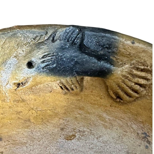 2007 Belize Art Pottery Bowl Raised Relief Shrimp Prawn Handmade Artist Signed 8" For Sale - Image 11 of 11